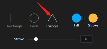 Voeg een driehoek toe aan de afbeelding en u kunt de driehoek uitrekken om de grootte te wijzigen.
