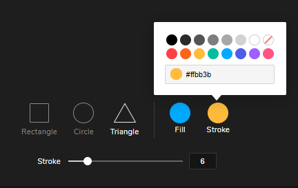 Escolha uma cor na paleta ou insira um código de cor para preencher o traço.